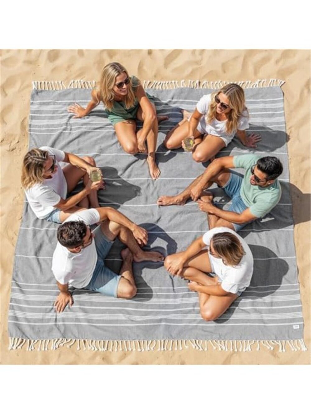Oversized Turkish Beach Blanket Sand Free Quick Dry Picnic Towel 82x82 Black